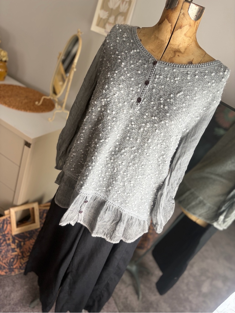 Tempo Paris Popcorn Textured Knit Peplum Tunic